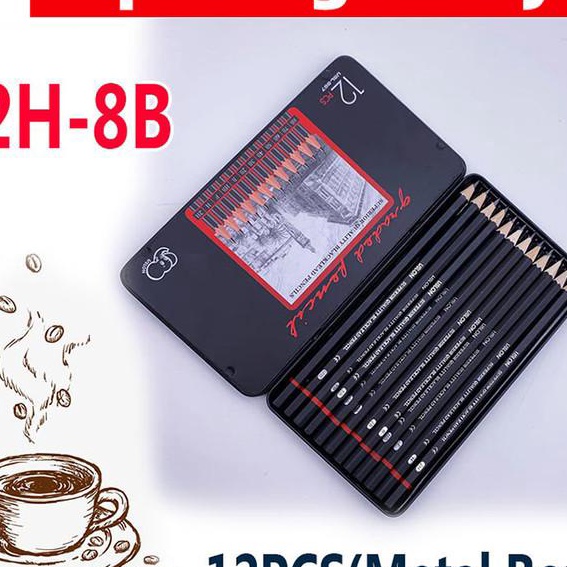 

KI3 12 pcs Pensil gambar sketsa set lengkap 2H H F B HB 2B 3B 4B 5B 6B 2