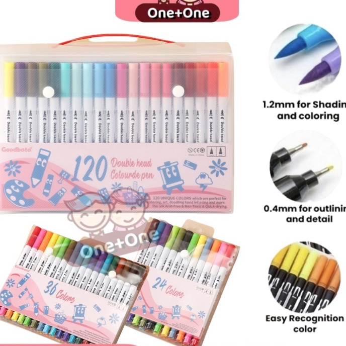 

HJ6 CODGoodbata Spidol Warna Set 3668112 Spidol Brush Pen 2 Tips Spidol Set Marker Drawing Pen