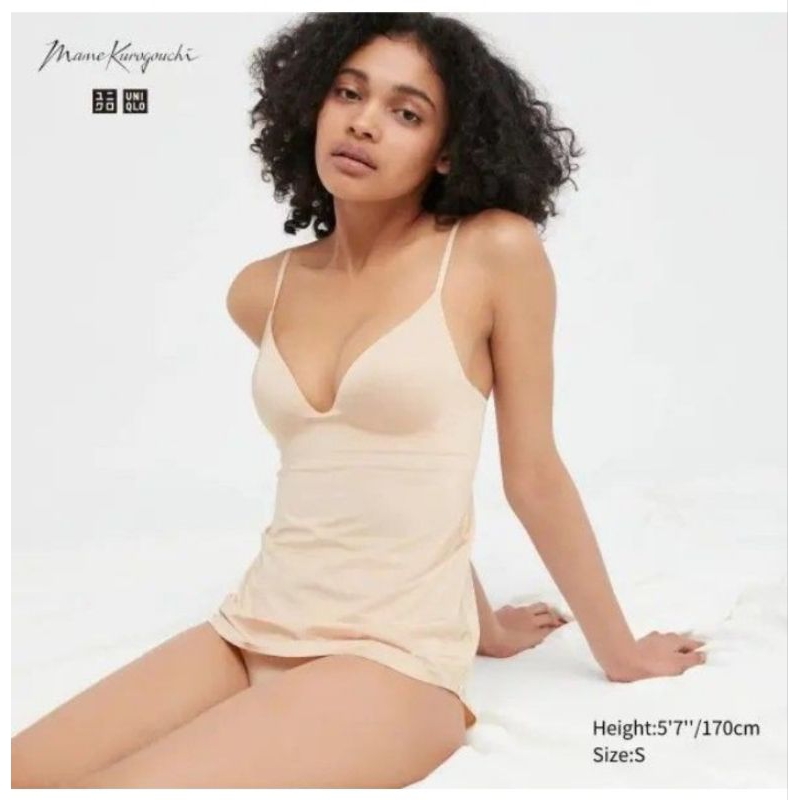 UNIQLO AIRISM X MAME KUROGOUCHI PLUNGING CAMISOLE BRA TOP  NATURAL
