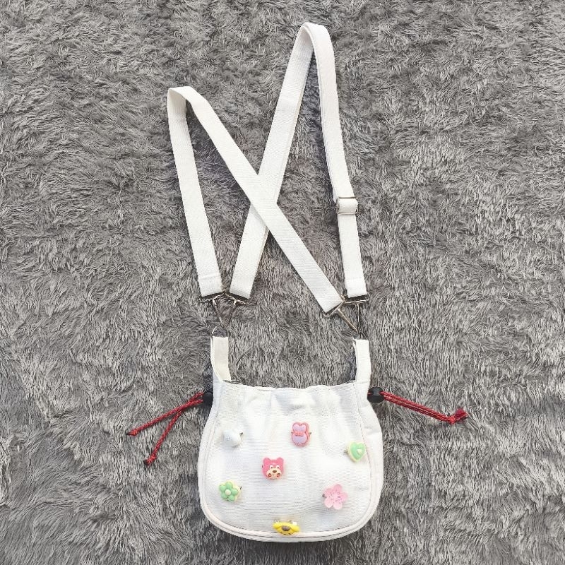 Tas Slingbag Villya& Shoulder Bag Tas Mini Serut Bahan Kanvas Tas Slingbag bahu wanita