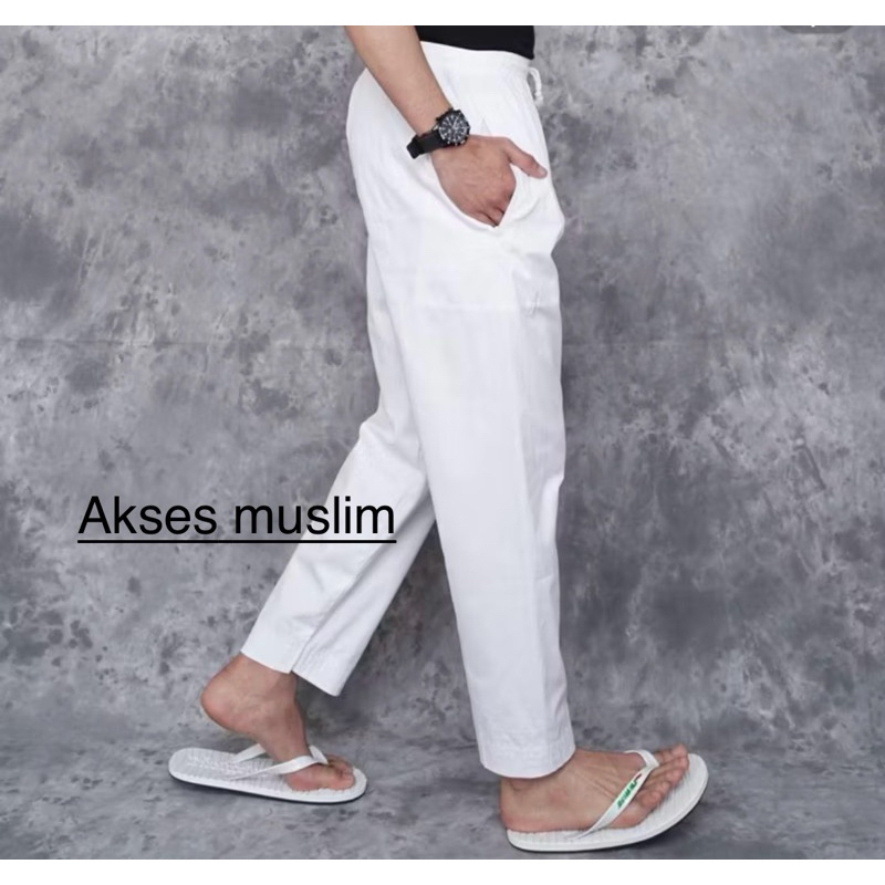 POI Celana Sholat Sirwal Pria Dewasa Bahan Katun Dalaman Gamis Pria Perlengkapan Haji dan Umrah