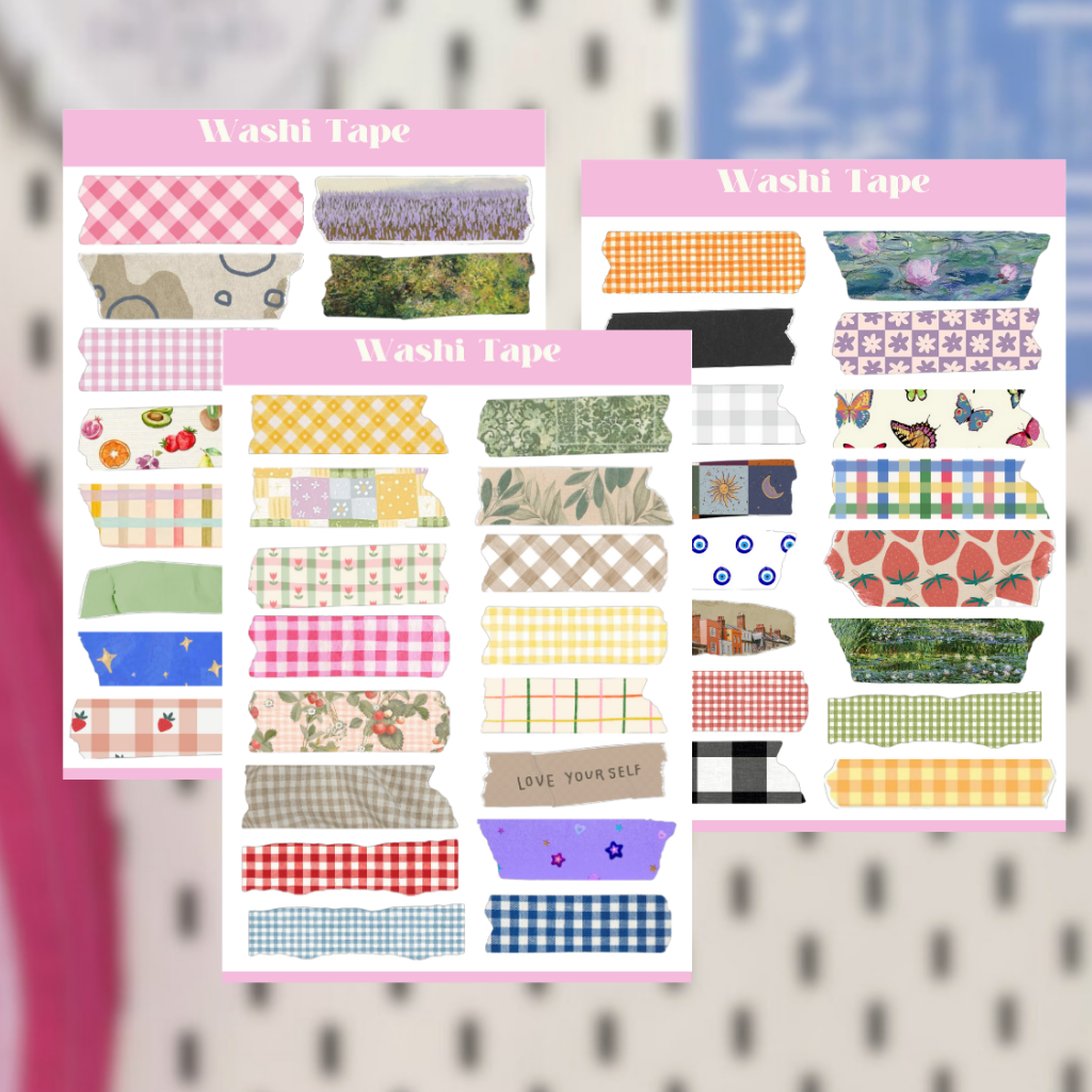 

WASHI TAPES DECO STICKER SHEET / CUTE KAWAII DECO STICKER VINTAGE RETRO AESTHETIC FOR JOURNALING