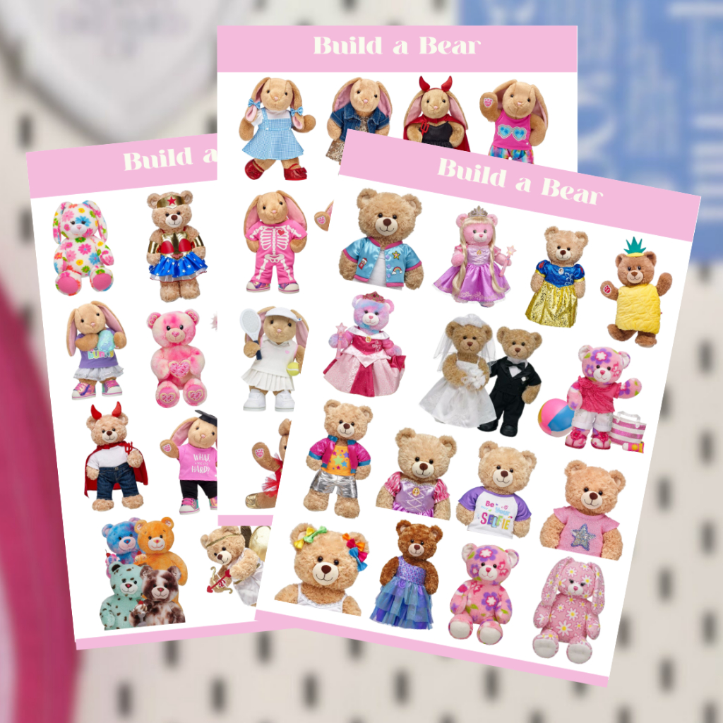

BUILD A BEAR DECO STICKER SHEET / CUTE DECO STICKER VINTAGE RETRO AESTHETIC FOR JOURNALING