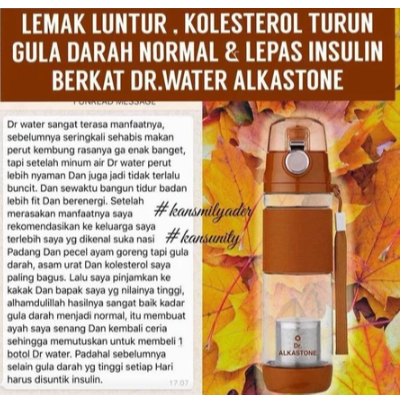 Botol Minum Kesehatan Dr+Water Alkastone Anti Diabetes dan Anti Kanker UVL