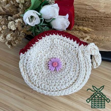 dompet koin handmade bulat / suvenir dompet rajutan murah / grosir dompet rajut