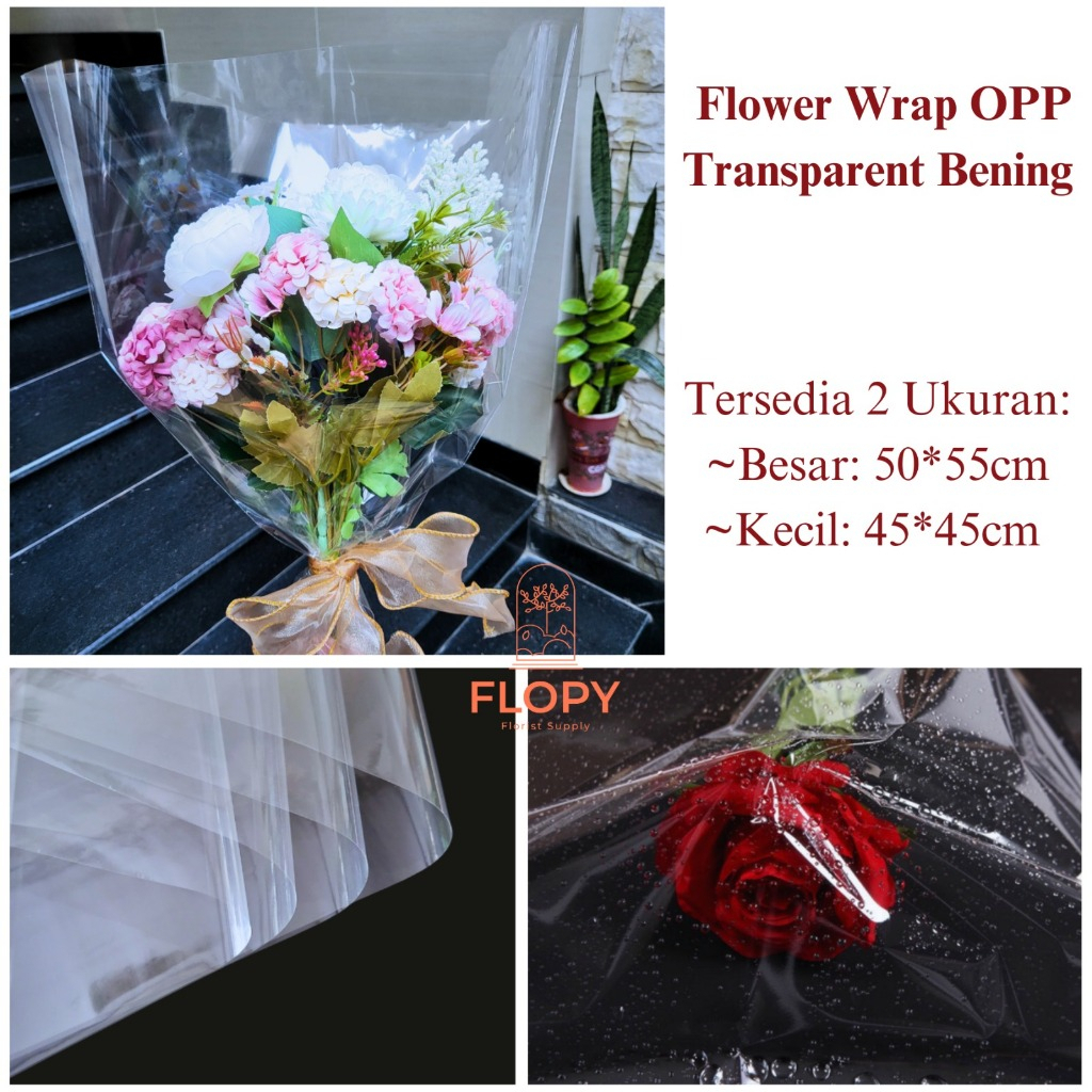 

[ 5 Lembar ] Flower Wrap OPP Transparant Bening / Cellophane Bening / Cellophane Transparan