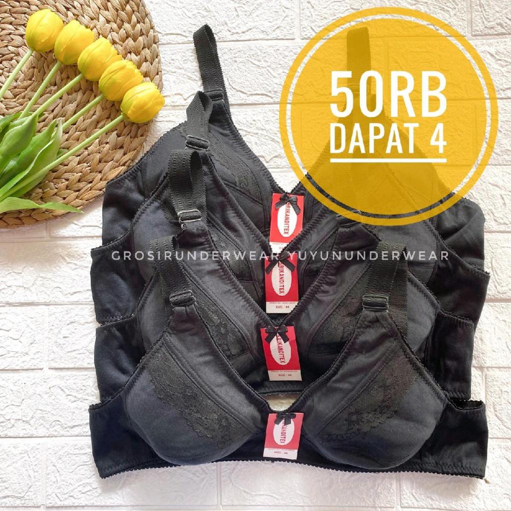 Paket 4 Pcs BH Srikanditex Bra Tanpa Busa Tanpa Kawat Kait 2 Warna Coklat dan Hitam