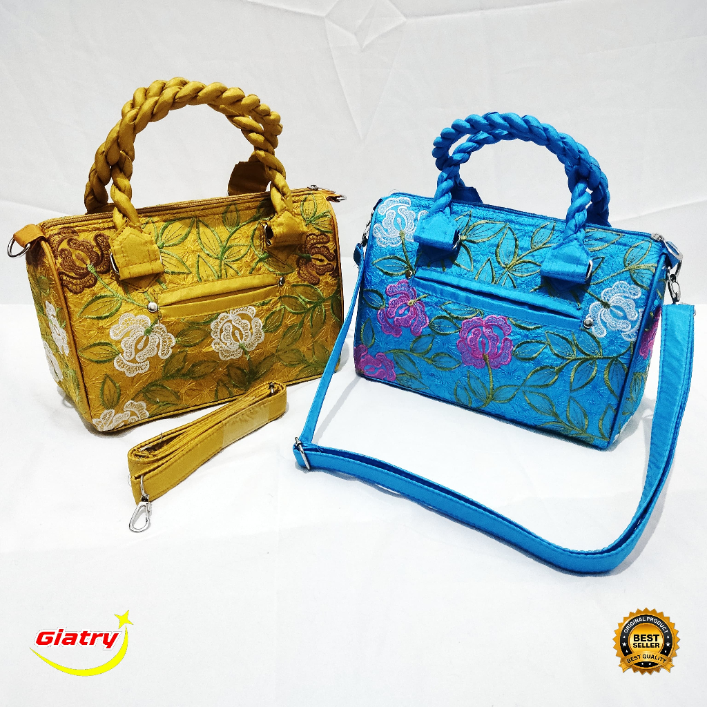 Tas selempang mini bordir mawar/ tas bahu bordir / tas wanita tengteng dan selempang bordir
