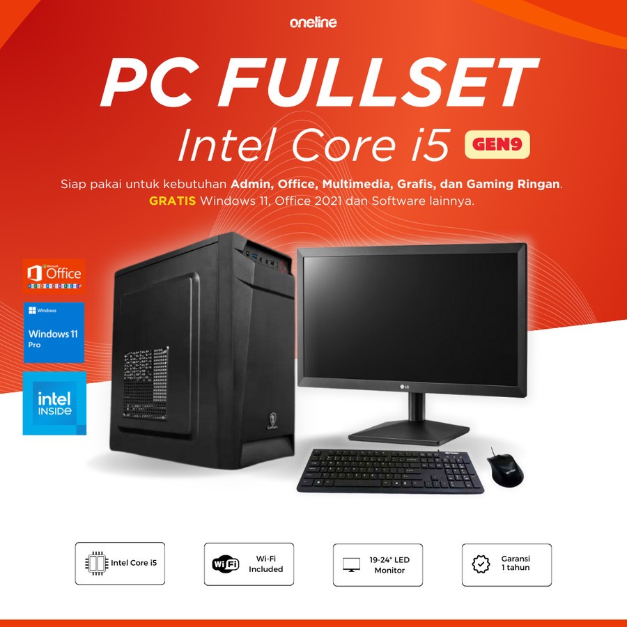 PC Rakitan Fullset | Intel Core i5 9400 | SSD | Monitor | Office PC