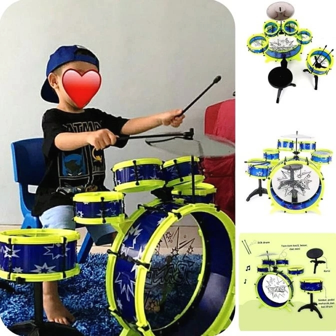 Mainan Set Drum Anak Big Band Lengkap - Set Alat Musik Drum Besar Edukatif