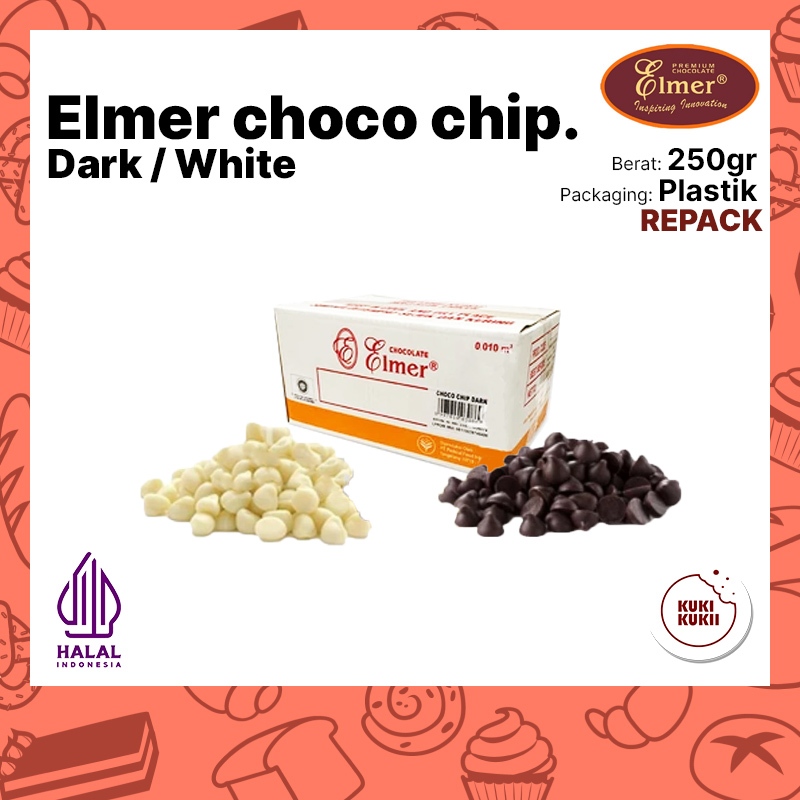 

ELMER Choco Chips Dark 250gr Repack | ELMER Choco Chips White Repack 250 gram