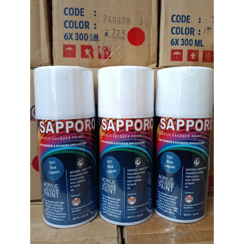 Pilok  Pilox Sapporo 300ml saporo 300ML SAPORO spray 300ml 7511 BLUE LAGOON BIRU METALIK