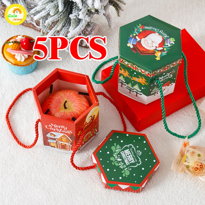 

5pcs Kotak Natal Box Souveniir Natal Merry Chrismast Goodie Bag Christmas Tas Box Hampers Parsel Natal