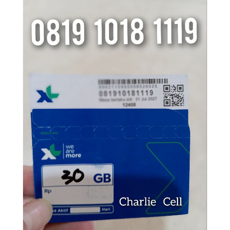Kartu Perdana XL Axiata 4G 5G 12 Digit Nomor Cantik 0819 1018 1119 Free Kuota Utama 30 GB