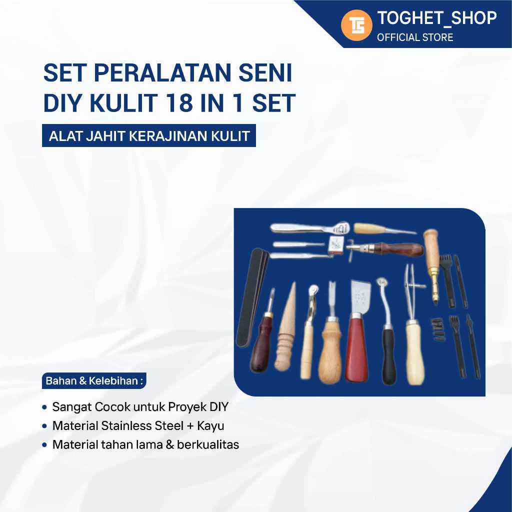 

Set Peralatan Seni DIY Kulit 18 in 1 Set Alat Jahit Kerajinan Kulit Set Perlengkapan Pengrajin Kulit Leather Craft