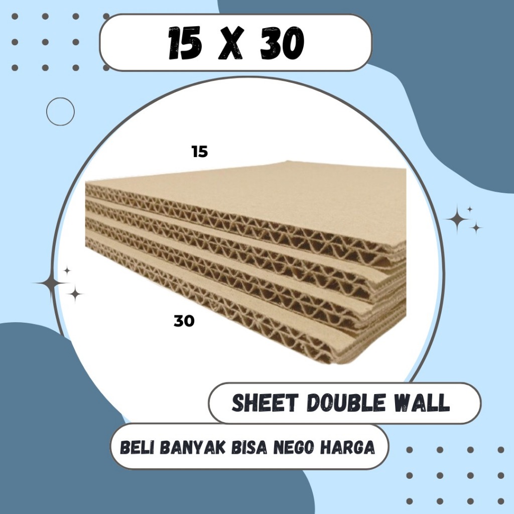 

Sheet 15x30 / 15x20 Lembaran Bahan Polos Double Wall Kardus Coklat Karton Packing