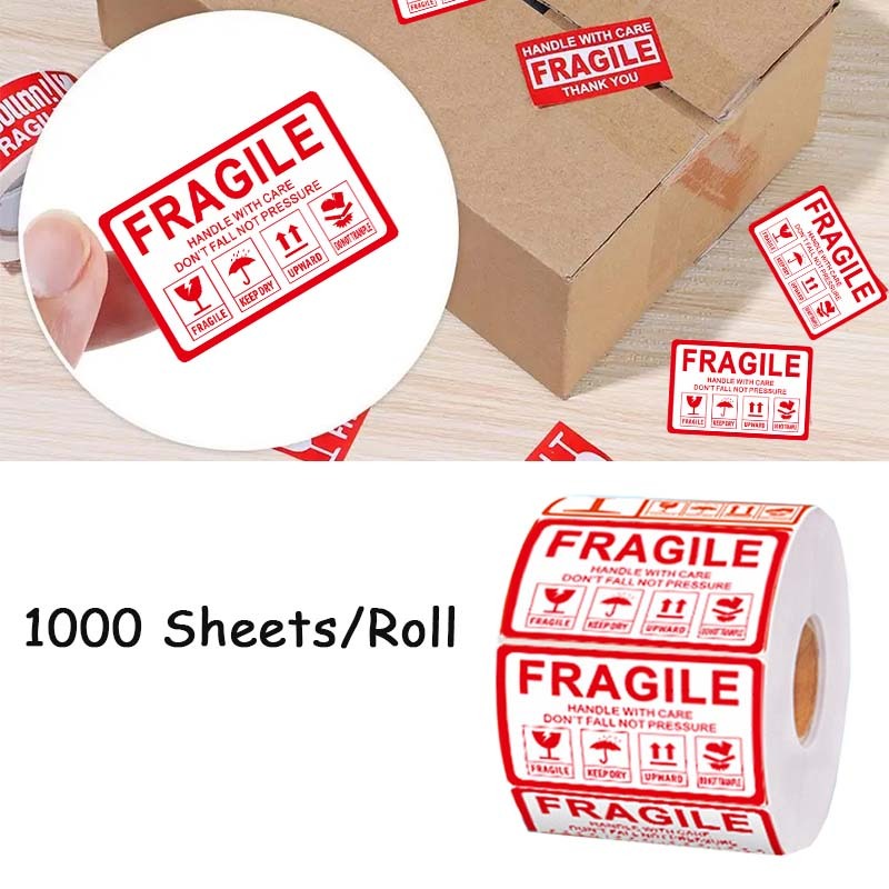 

1000pcs Sticker Fragile Roll Handle With Care Fragile Sticker Fragile Unboxing 60 X 40 Mm Unboxing Sticker /Sticker Jangan Dibanting