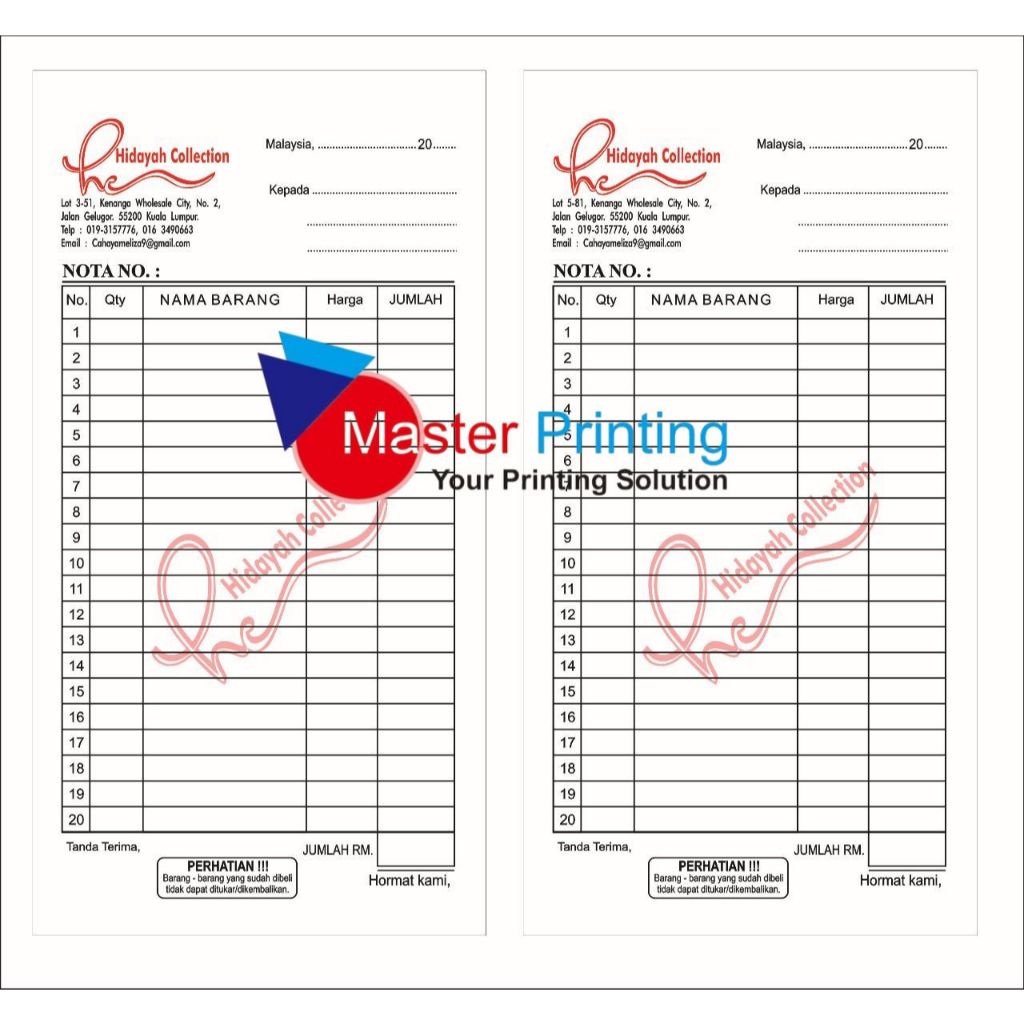 

PROMO cetak nota custom murah 2 ply ukuran sedang 1/4 folio Percetakan Murah Depok NT010