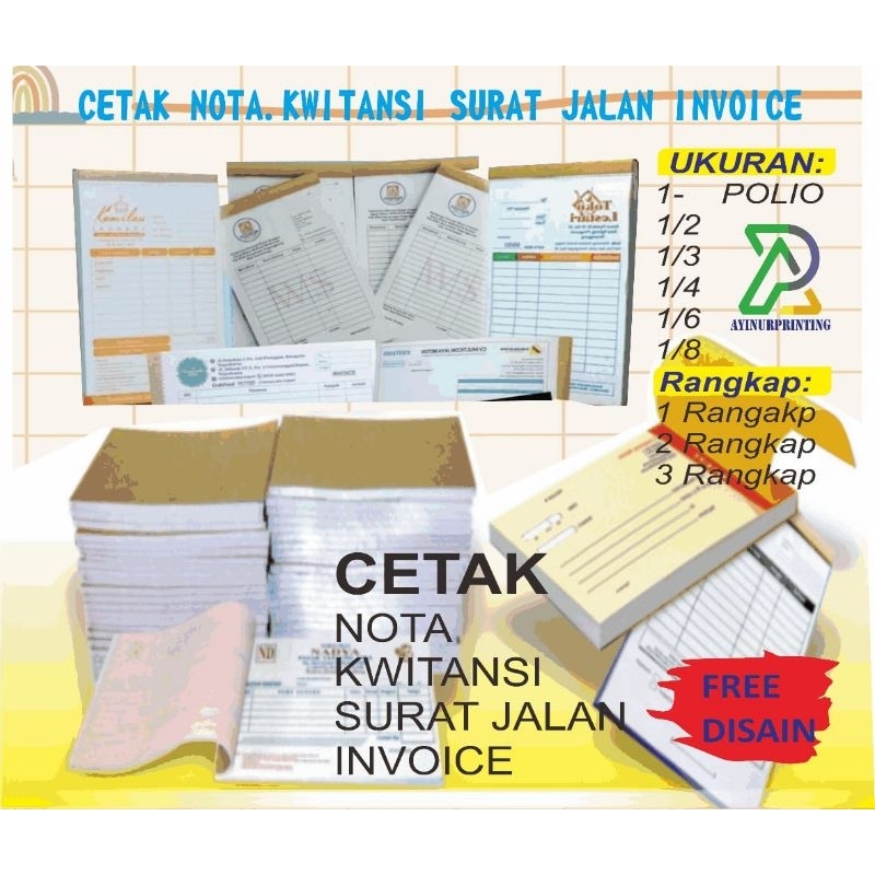 

CETAK NOTA 1 RIM 1 2 3 / Ply Surat Jalan Kwitansi Bon Invoice Form