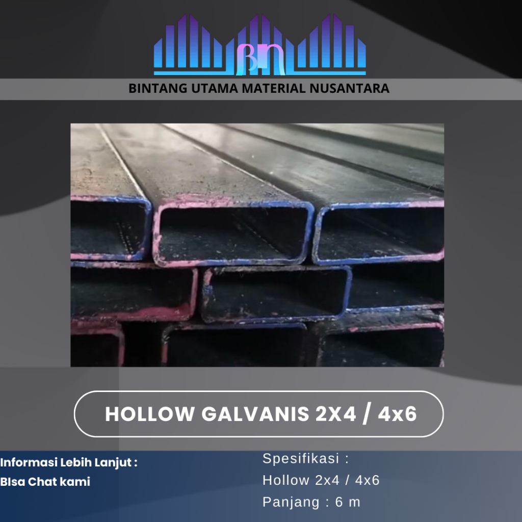 Hollow Galvanis / Baja ringan / galvanis / Premium Galvanized / 2x4 / 4x6