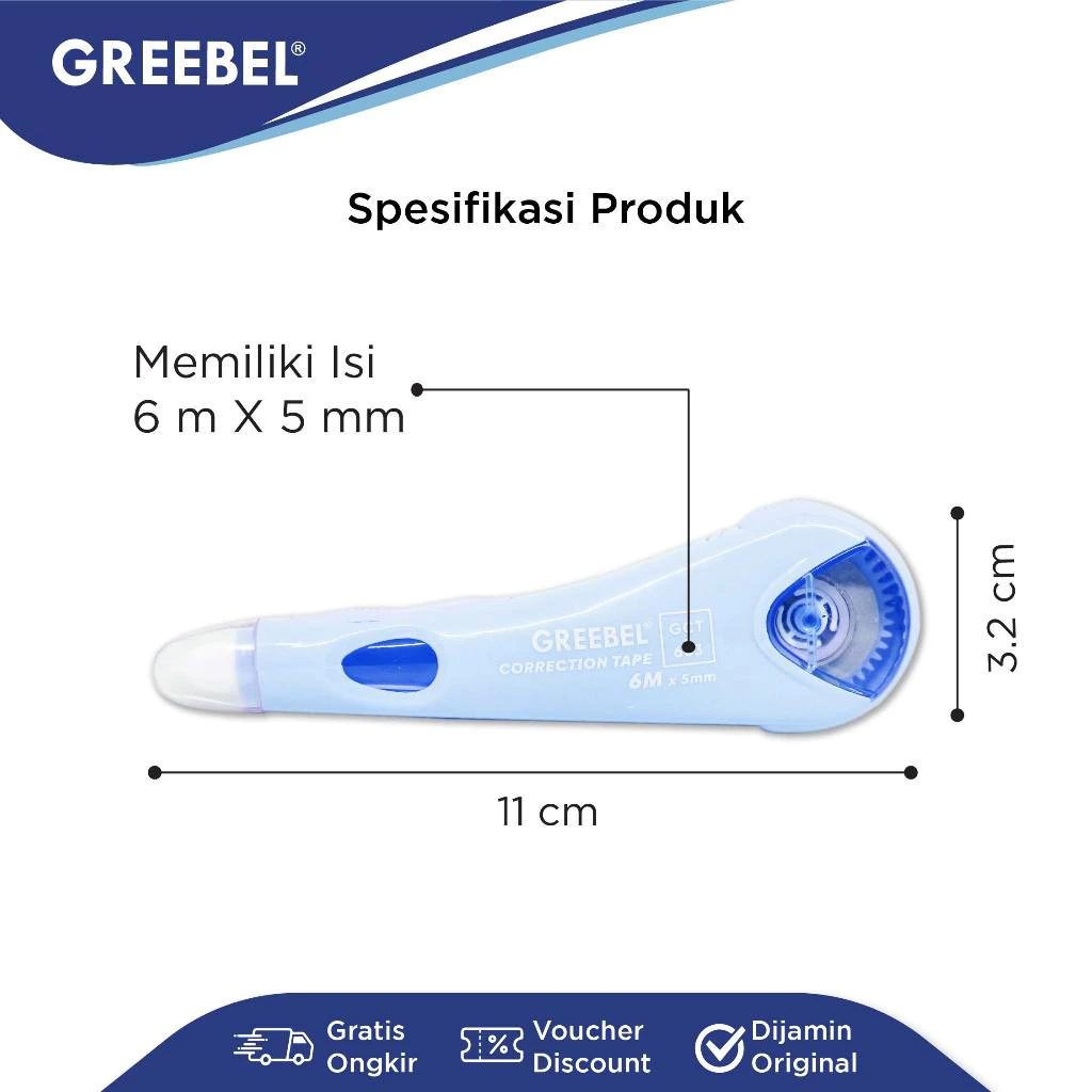 

TBMO GREEBEL CORRECTION TAPE+REFILL 6MX5MM GCT-603 GB SCS