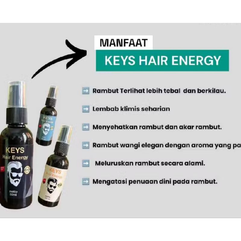 [100% Original] KEYS HAIR ENERGY minyak rambut pria/minyak rambut spray/pelembab rambut pria