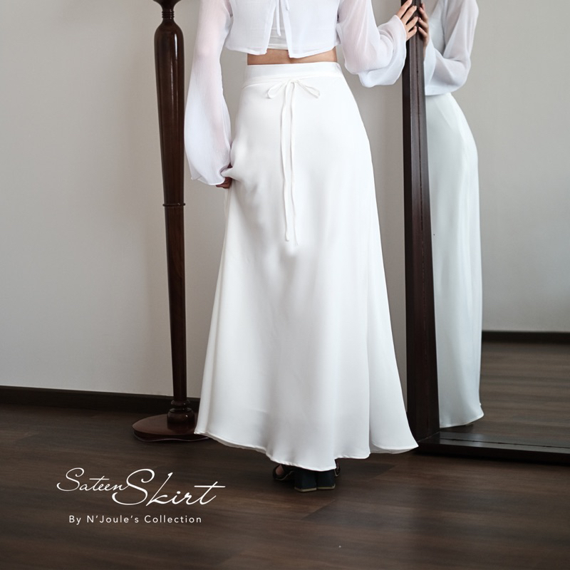 Njoules Collection-Premium Sateen Skirt - A line Skirt - Korean Skirt - Skirt unik - Rok unik