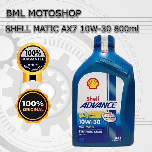 Oli Shell Advance AX7 Matic 10W-30 800ml Orisinil AX7 Scooter Oli Semua Motor Matic Oli Shell AX7