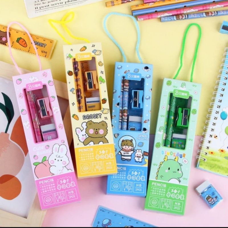

Stationery Set 5 in 1 Paket Alat Tulis Pensil Anak Sekolah