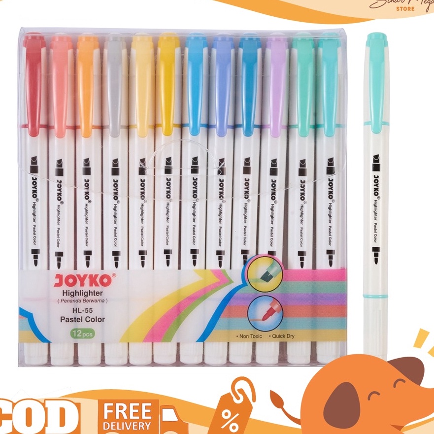

Price Joyko Hhlhter HL55 1 Set Isi 12Pcs Dual Tip Penanda 12 Warna Pastel Color Lucu Unik