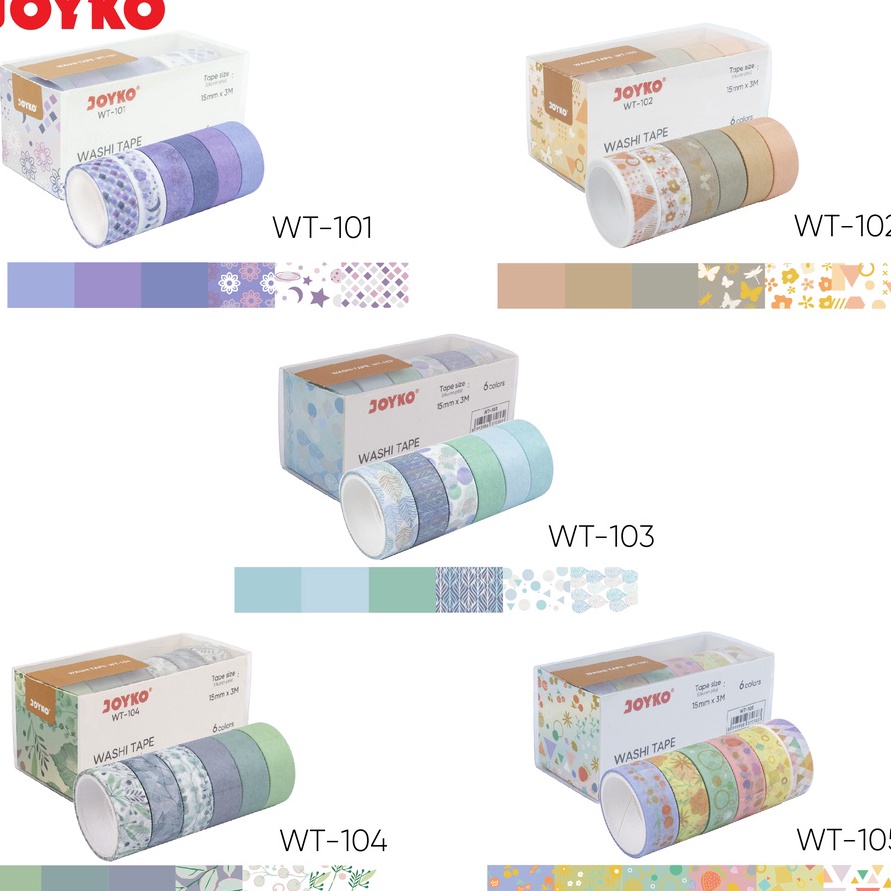

KP8 Washi Tape Pita Perekat Selotip Kes Warna Joyko WT1115