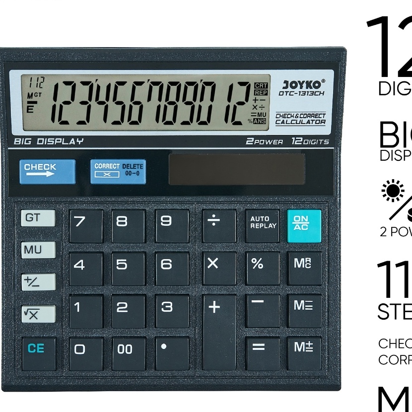 

KP8 JOYKO CALCULATOR 12 DITS KALKULATOR JOYKO DTC1313CH 12 ANGKA