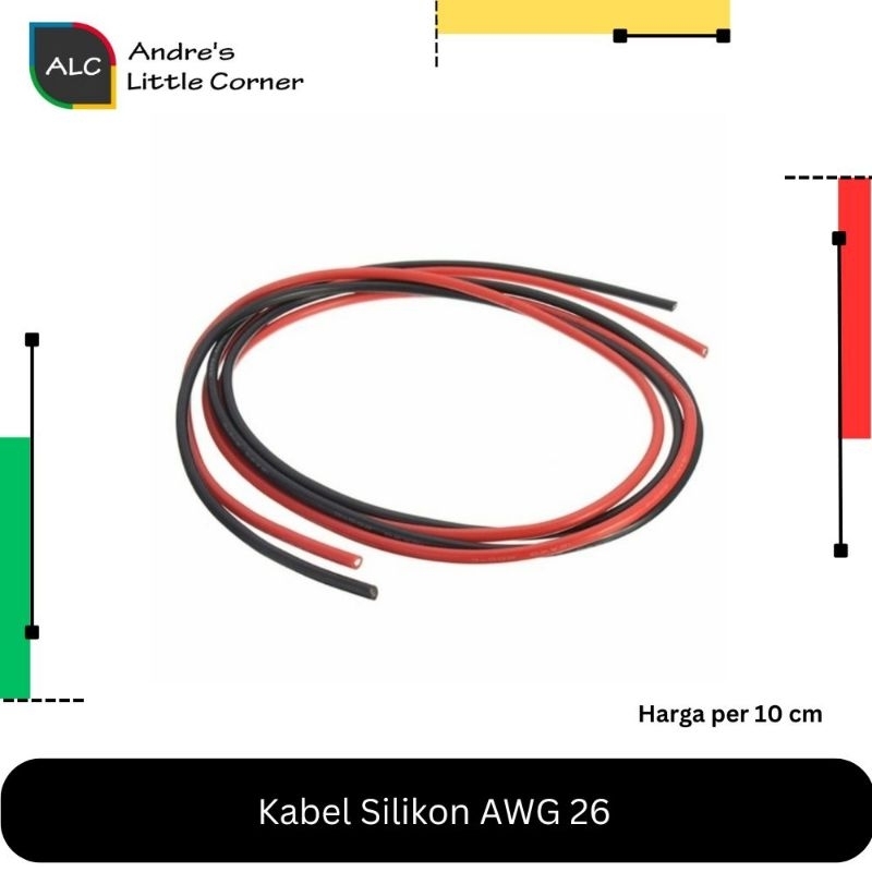 Kabel Silikon AWG26 Silicone Wire 26 AWG Red Merah Black Hitam 10cm