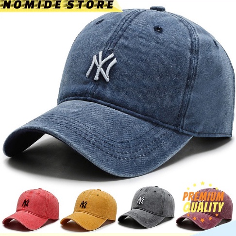 Hadir Berkualitas Topi Baseball Pria Wanita NY Import Bahan Denim Baseball Cap NY Jeans Topi Basebal