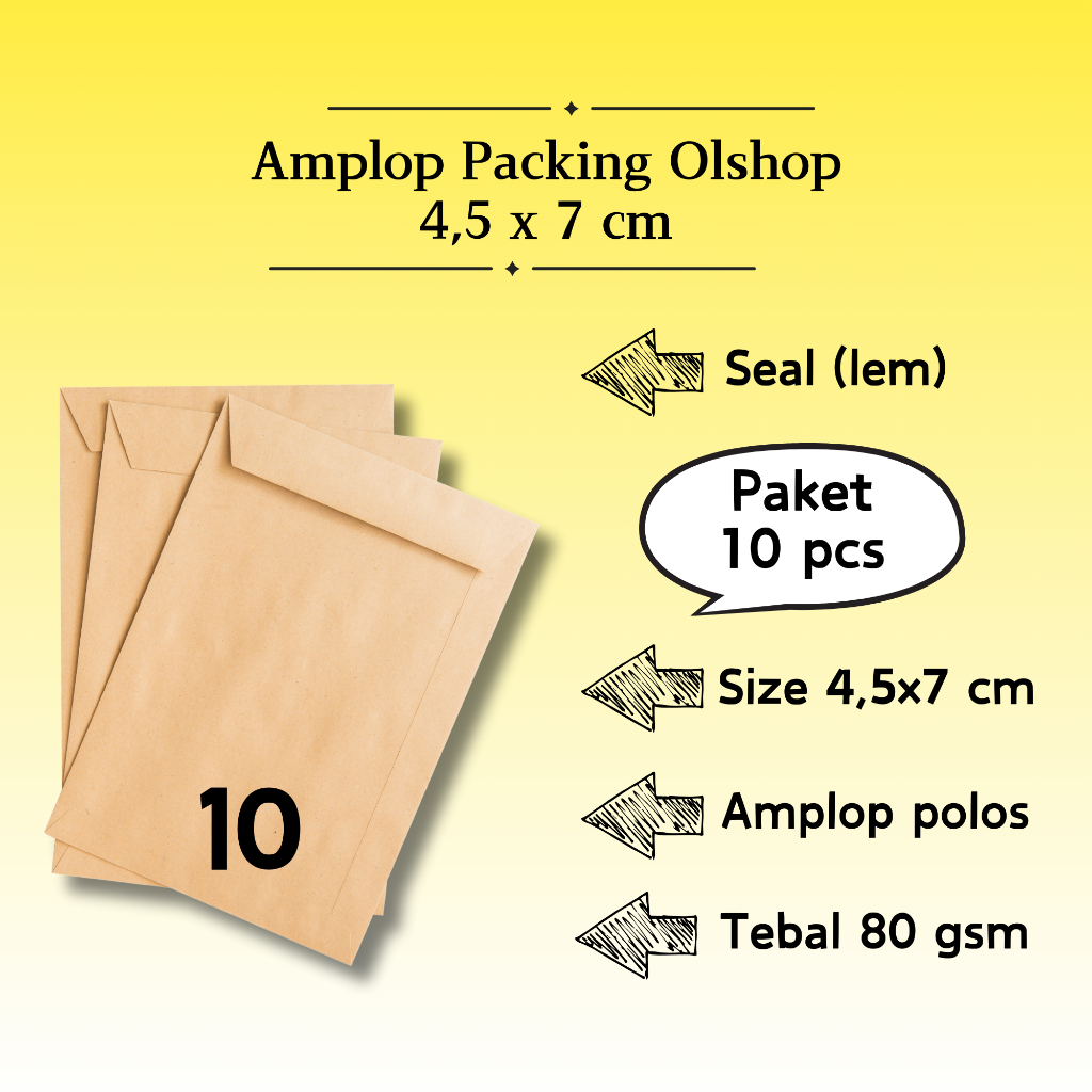 

10 Pcs Potrait - Amplop Packaging Kraft Potrait Amplop Klasik Coklat Polos Seal (Pakai Lem) 4,5 x 7 cm