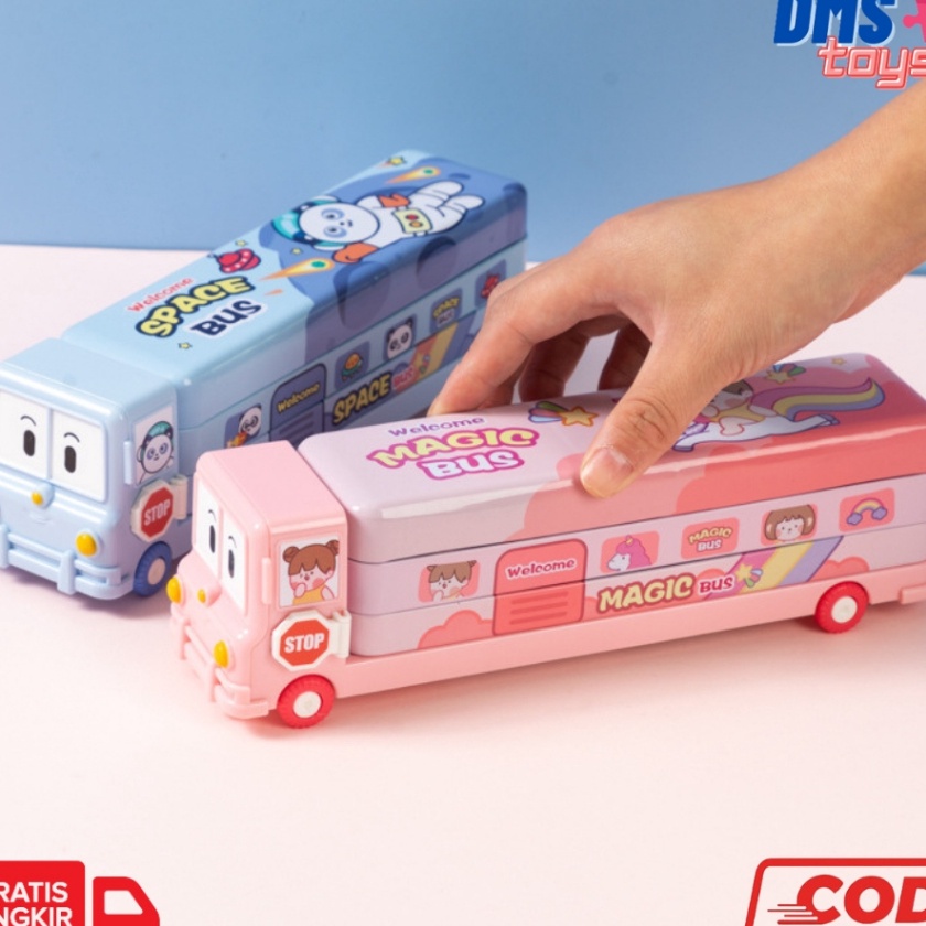 

KI3 Tempat Pensil Bus Tayo Kaleng Set Susun Karakter Lucu DMSToys