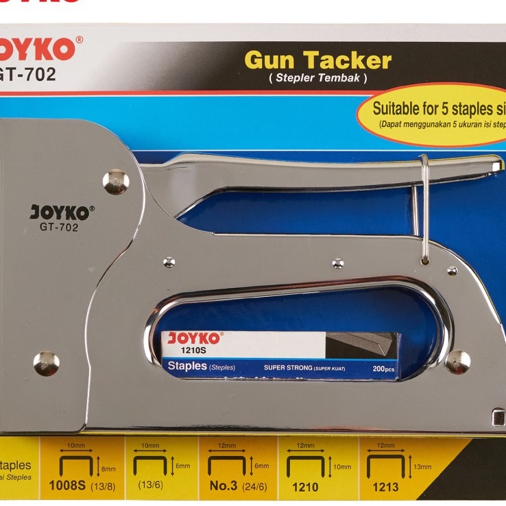 

HJ6 GUN TACKER JOYKO GT 72 HAVY DUTY BONUS REFILL STEPLES STAPLER TEMBAK GT72