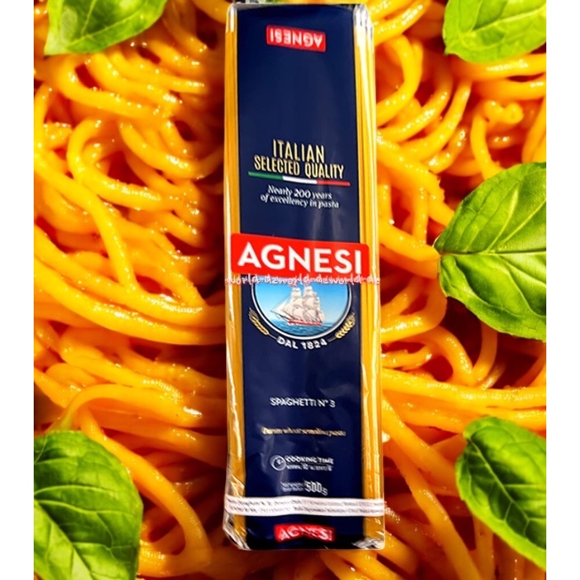 

Agnesi Spaghetti no 3 Italian 500gr Selected Quality Kemasan 500 GR Mie Spageti Pasta Instan