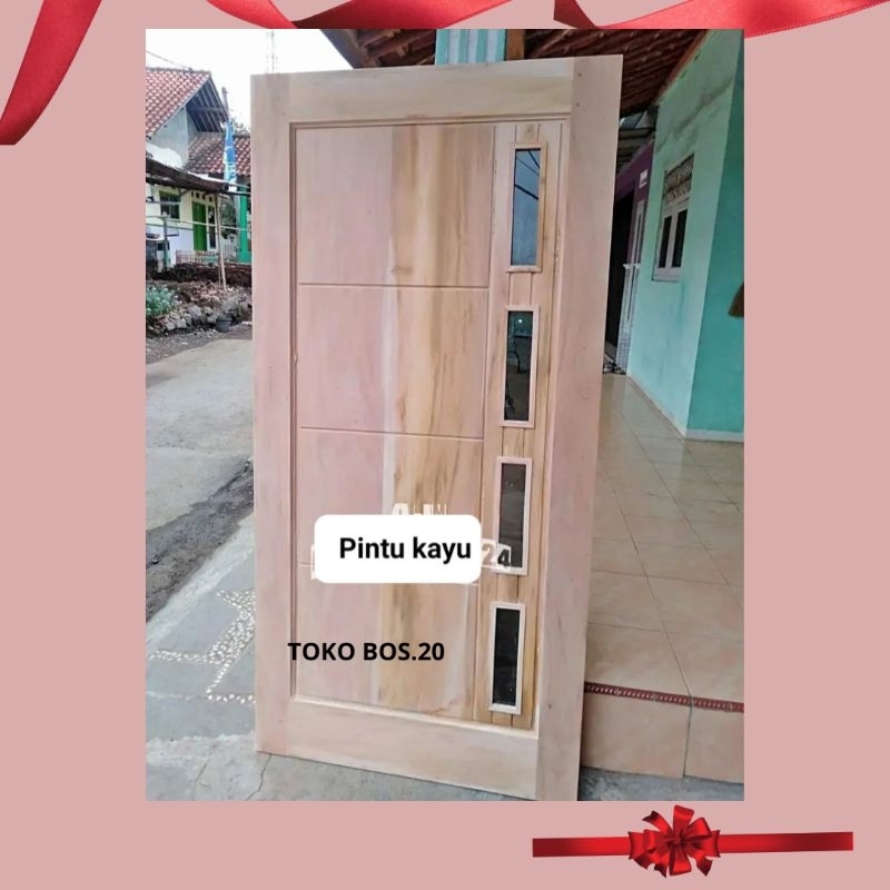 (Redy Stok) Daun Pintu Rumah Minimalis Pintu Kayu Lis Kaca Kotak Kotak
