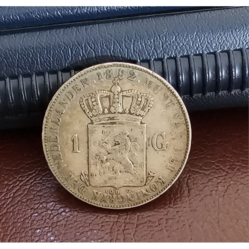 koin kuno 1 gulden Wilhelmina 1892 Long Hair