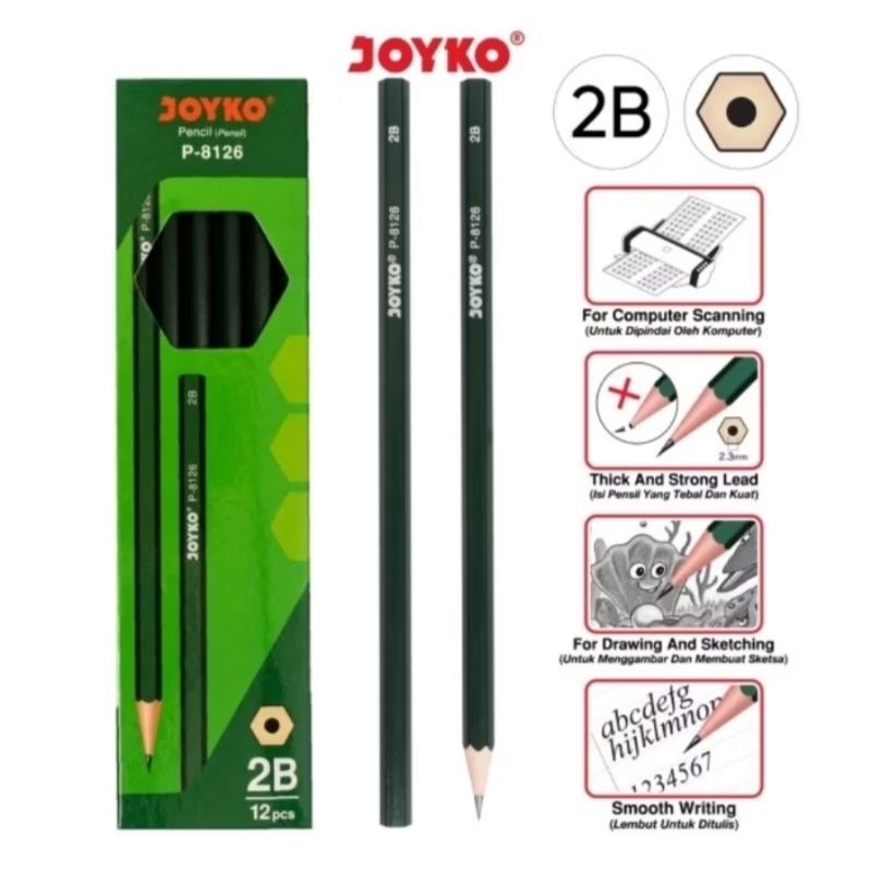 

pensil pencil joyko 2B 1pak isi 12pc