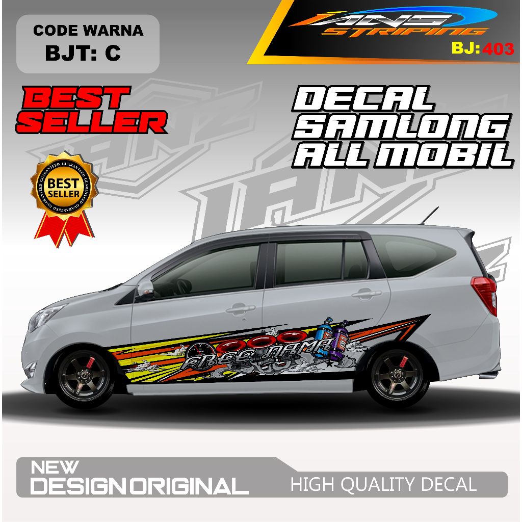 BJT 403 - VARIASI STIKER BODY SAMPING MOBIL WULING CONFERO ETIOS VALCO AVANZA VELOZ DLL