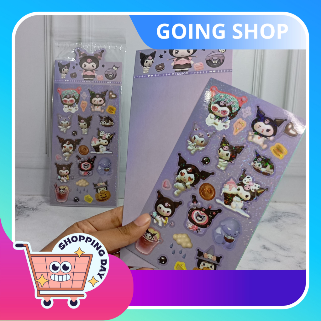 

[ GS ] Stiker Glitter Hologram Besar Motif SANRIO KUROMI MELODY Stiker Lucu