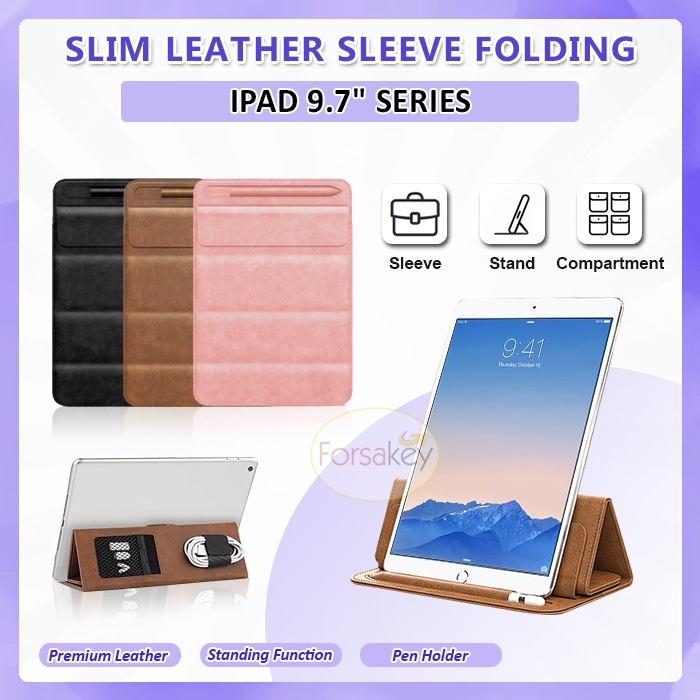 iPad Generasi 5 6 5th 6th Gen Generation 9.7 Inch 2017 2018 2in1 Leather Sleeve Stand Pouch Bag Saru