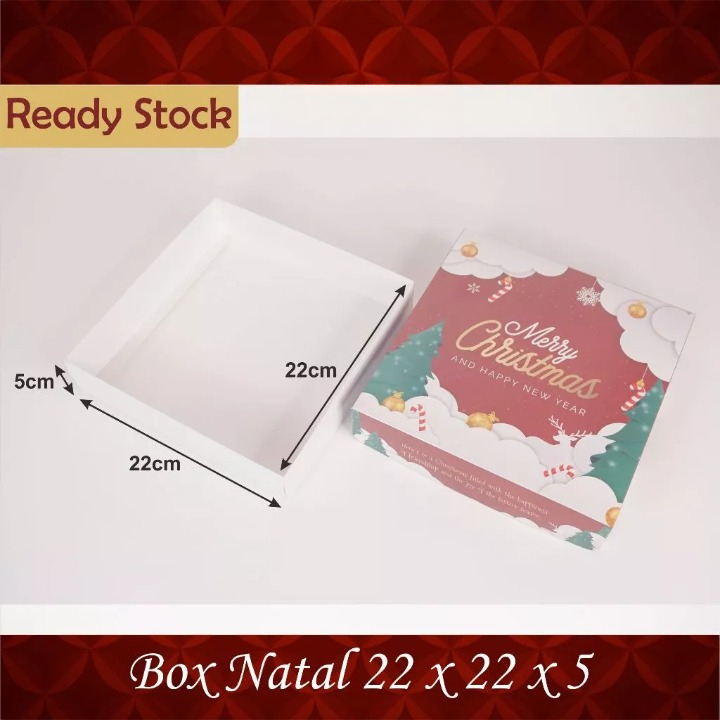

10 Pcs Box Kue Natal Box Hampers Natal Ukuran 22x22x5 cm