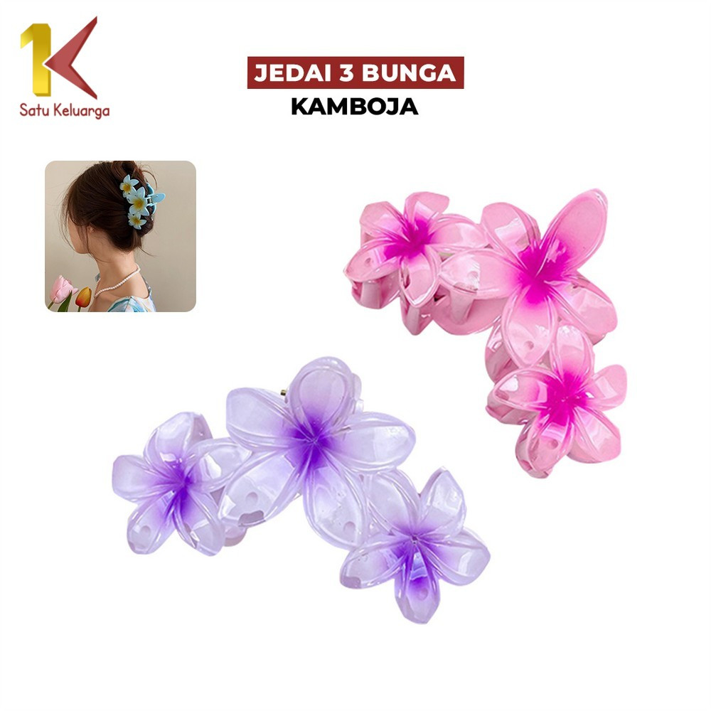 Satu Keluarga Jepit Rambut 3 Bunga Kamboja C1152 Hair Claw Jedai Kamboja Bali Triplet Frangipani