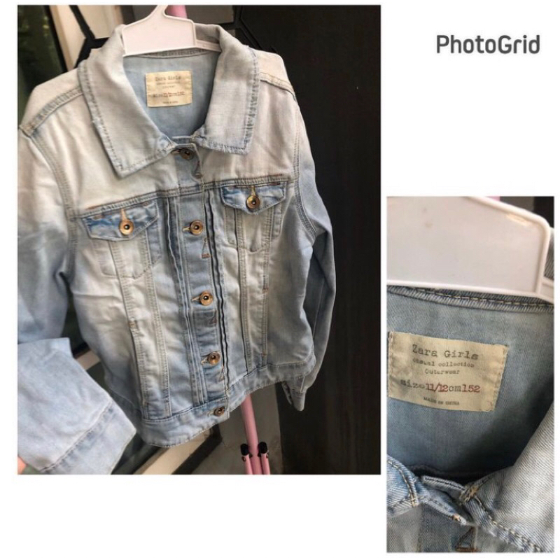 jaket jeans washed vintage Zara girl sz 11 /12y