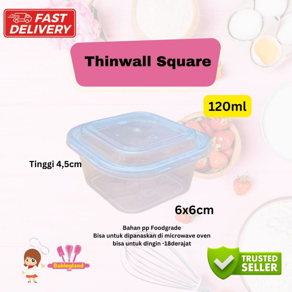 Tempat Cup Puding / cake / buah thinwall KOTAK 150ml