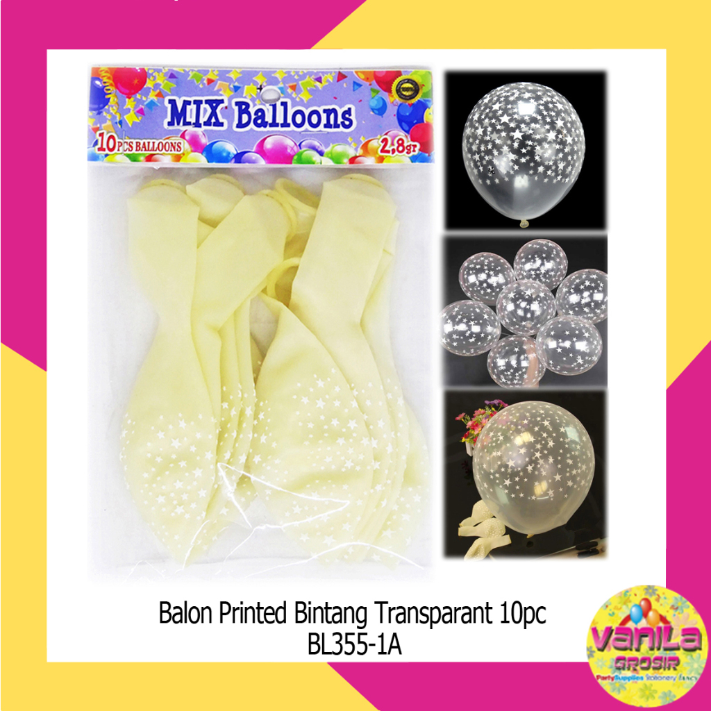 (10Pcs) Balon Bintang Transparan, balon latex, balon transparan, balon ulang tahun