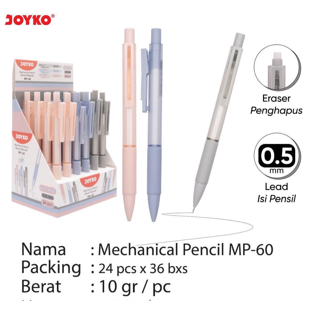 

JOYKO Pensil Mekanik / Pensil Isi MP 60 0.5mm (1 Pack = 24Pcs)